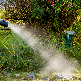 tech treating areas where mosquitoes breed