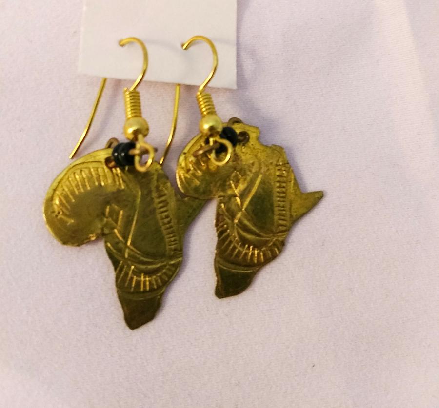 Kenya Gold Continent Earrings