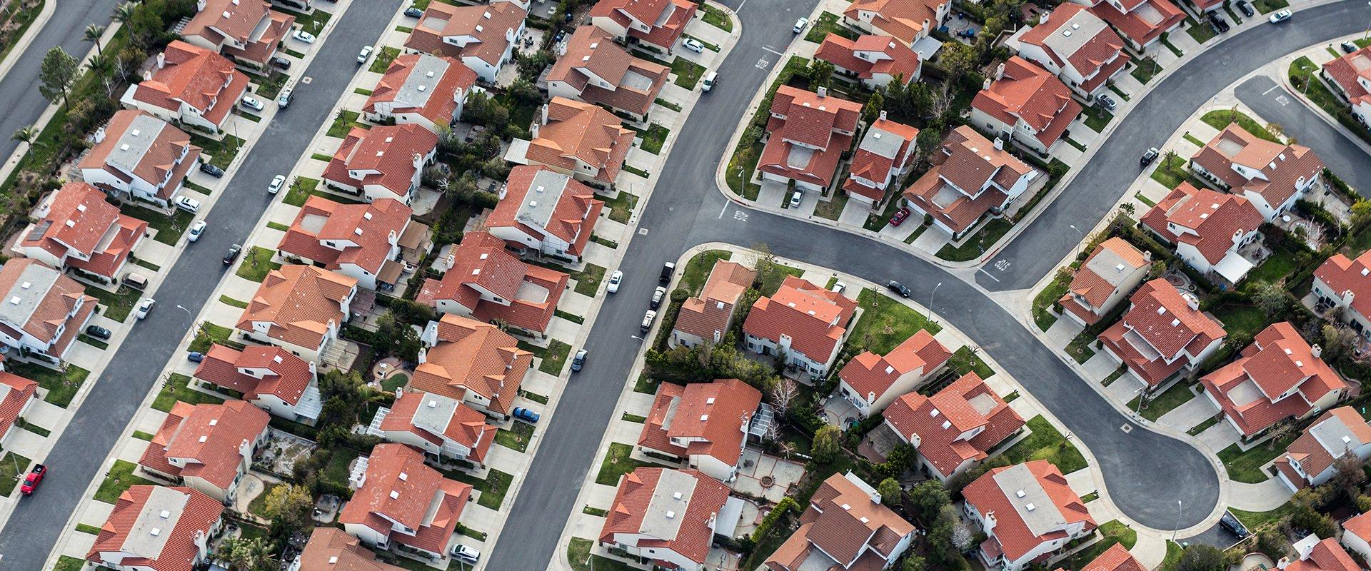 aerial view of a neighborhood in sacramento california