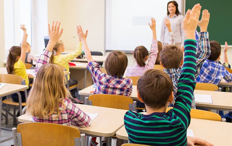 Protect Your Children From Pests In The Classroom a classroom full of children and their teacher inside a caldwell new jersey school