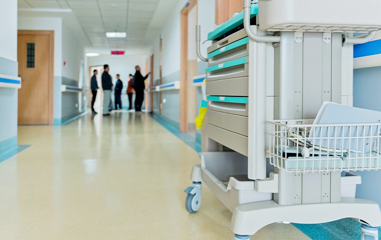 the hallway inside of a hospital
