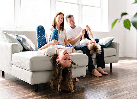 a family playing in their living room