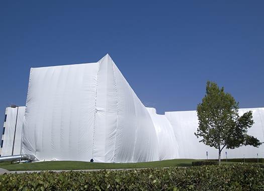 a commercial building on Indiana fully tented for a pest control fumigation services