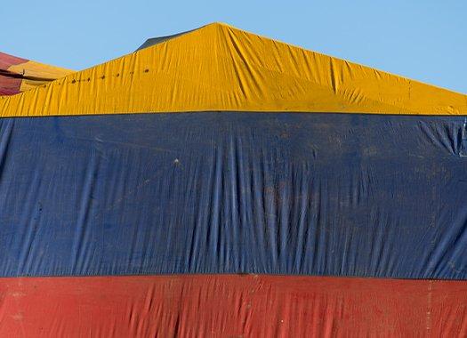 a fumigation tent over a building