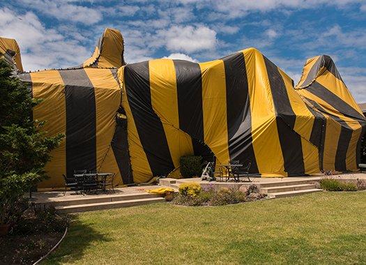 fumigation tent over a house