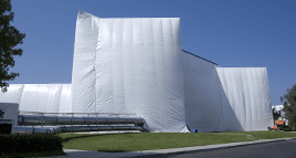 office building being tented to fumigate pests