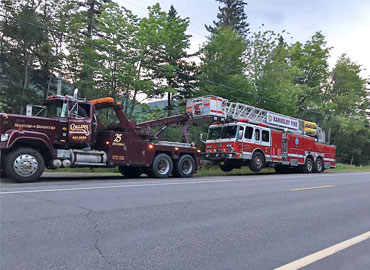 Towing a fire truck