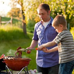 father and son barbecue