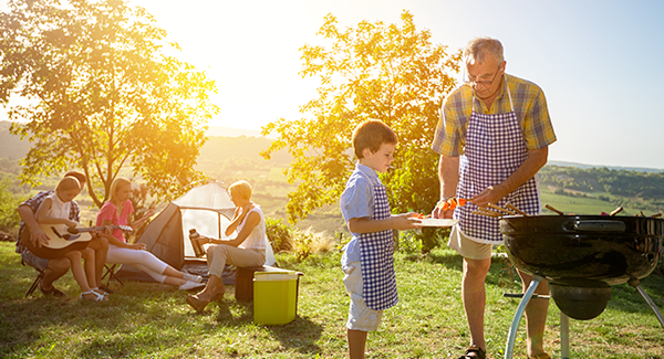 family enjoying bbq