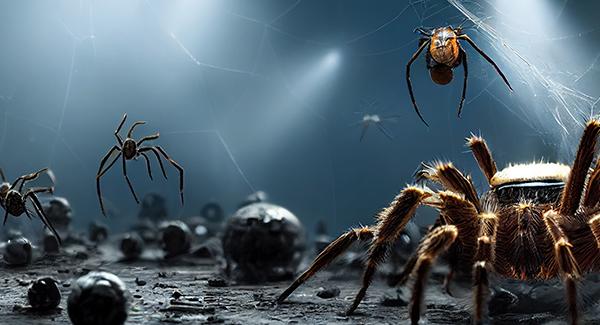 multiple spiders around web