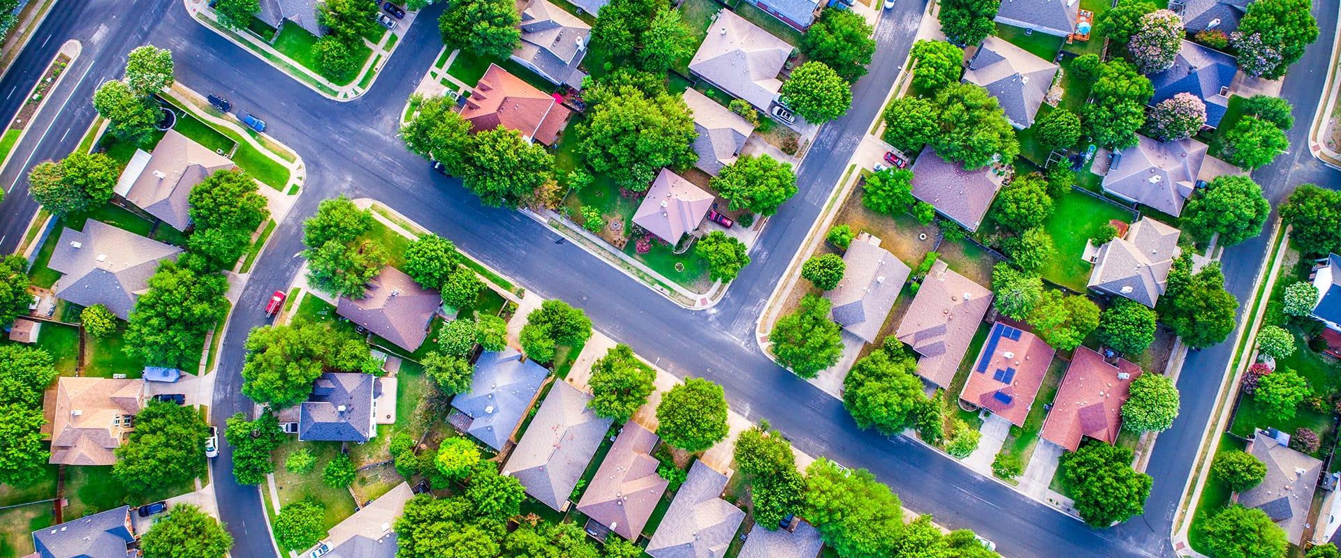 aerial view of a residential neighborhood in mckinney texas