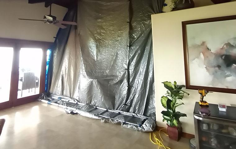 tarped off area in home