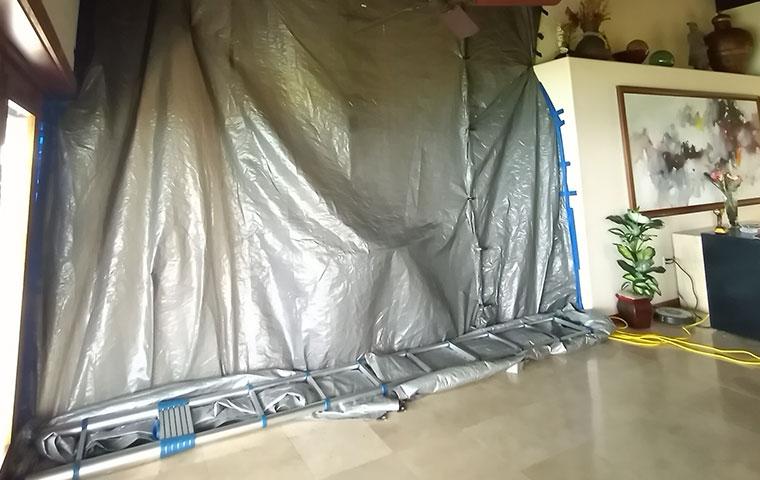 tarped off area
