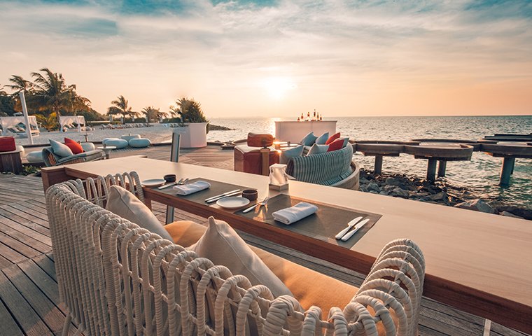 a set table in a restaurant on grand turk island