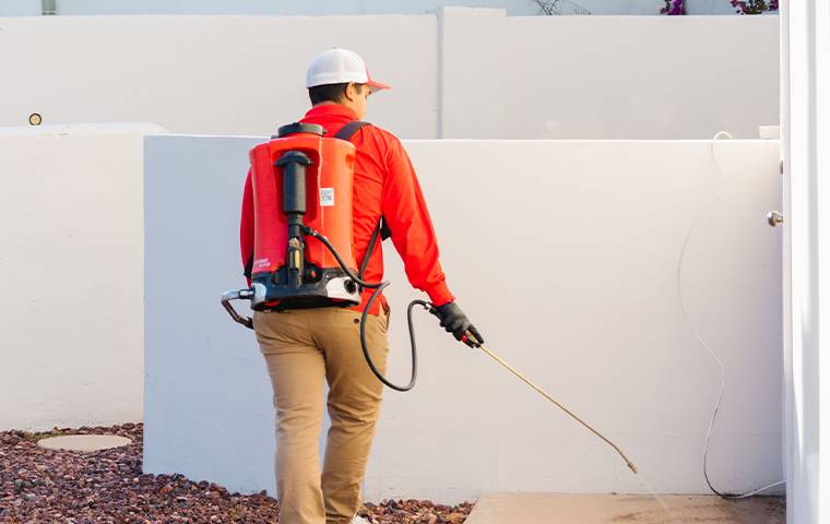 technician treating the exterior of a house in mesa arizona