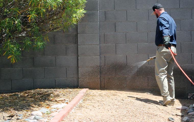 technician treating a commercial exterior in mesa arizona
