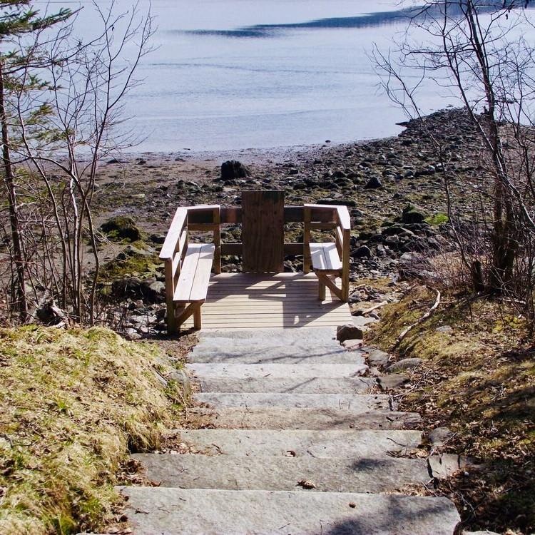 A staircase down to a beach.