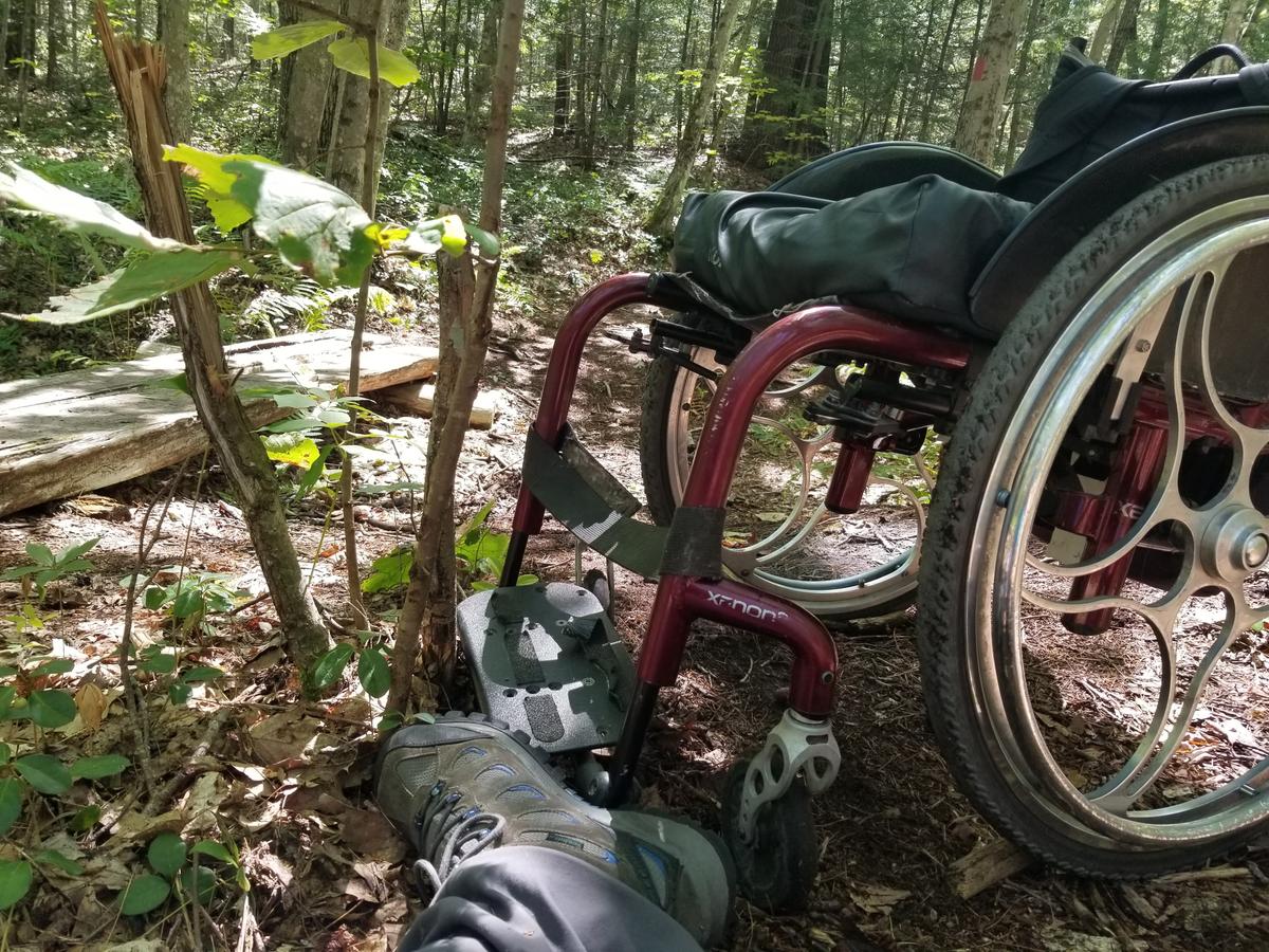 Scooting around the bog bridge. Photo credit: Enock Glidden