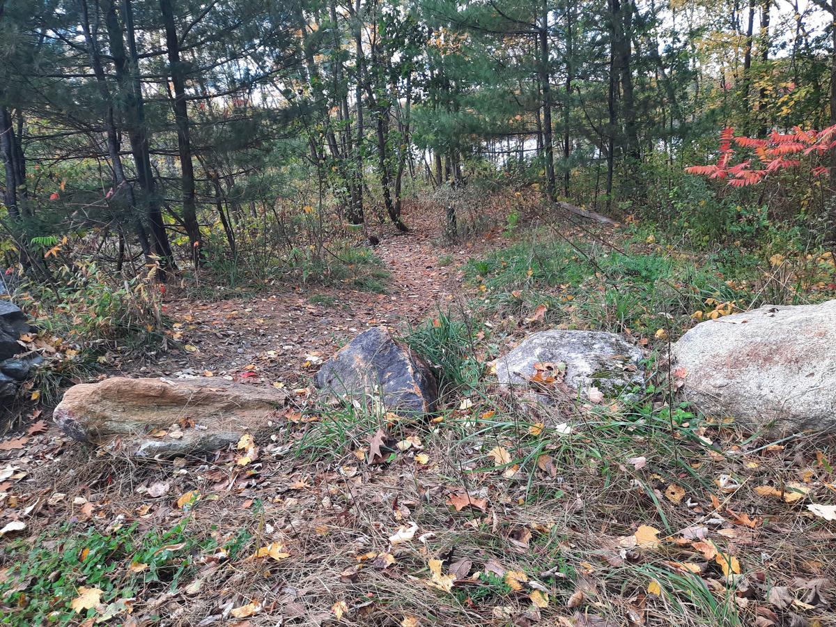 Rocks at the alternate entrance to the trails. Photo credit: Enock Glidden