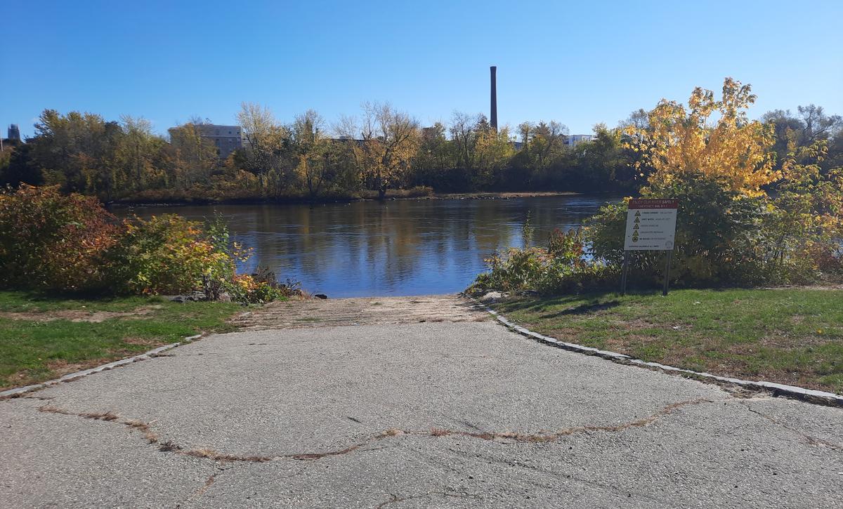 Paved boat launch accessing the Androscoggin River. Photo credit: Enock Glidden