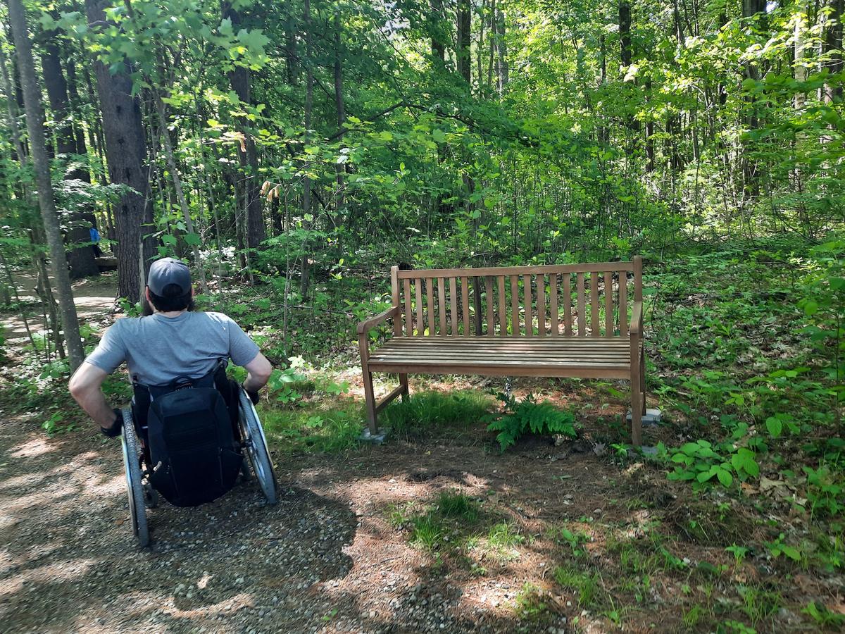 A bench for resting along the trail.