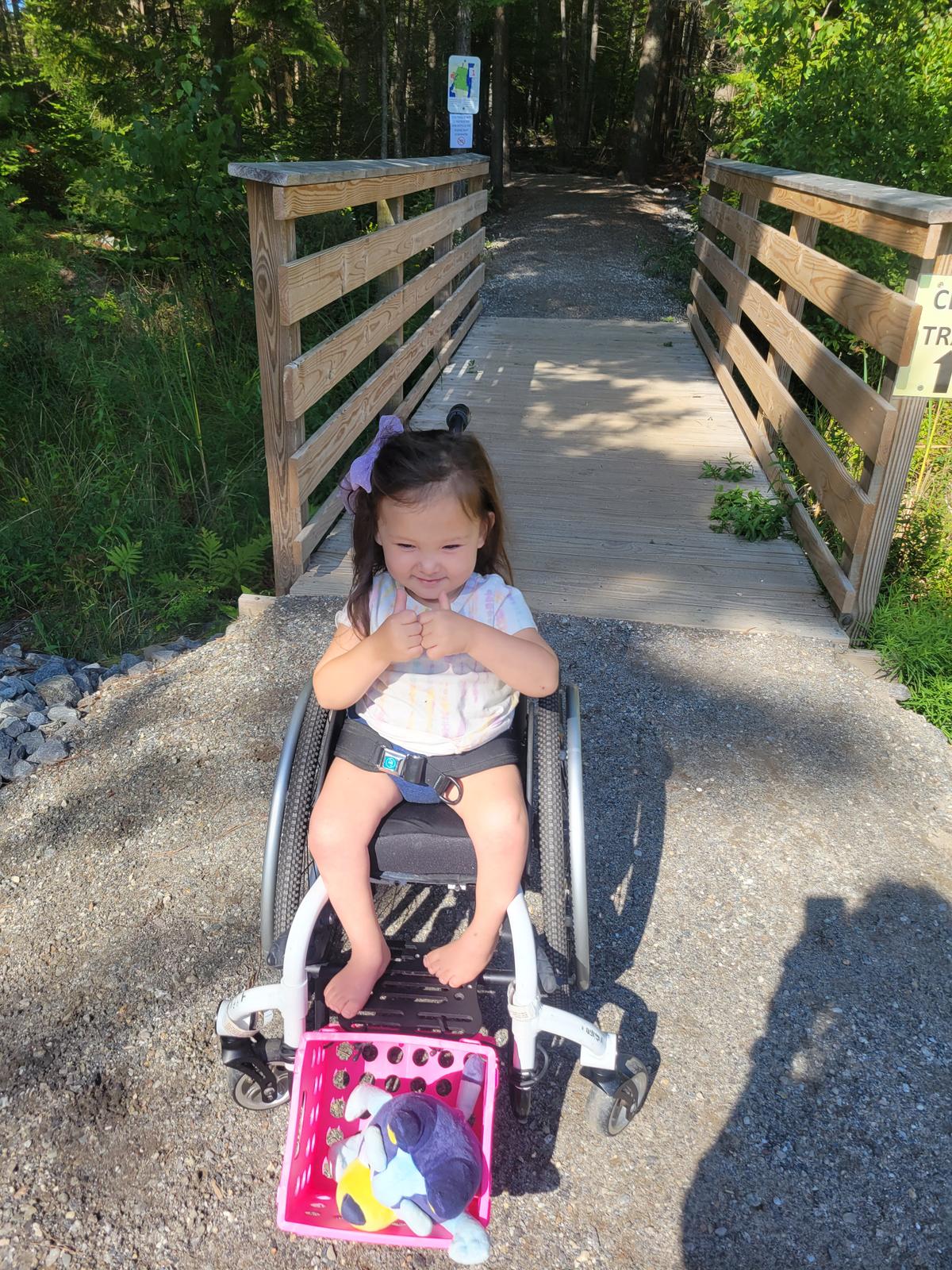 Aggie sharing her rating of the Cliff Trail.