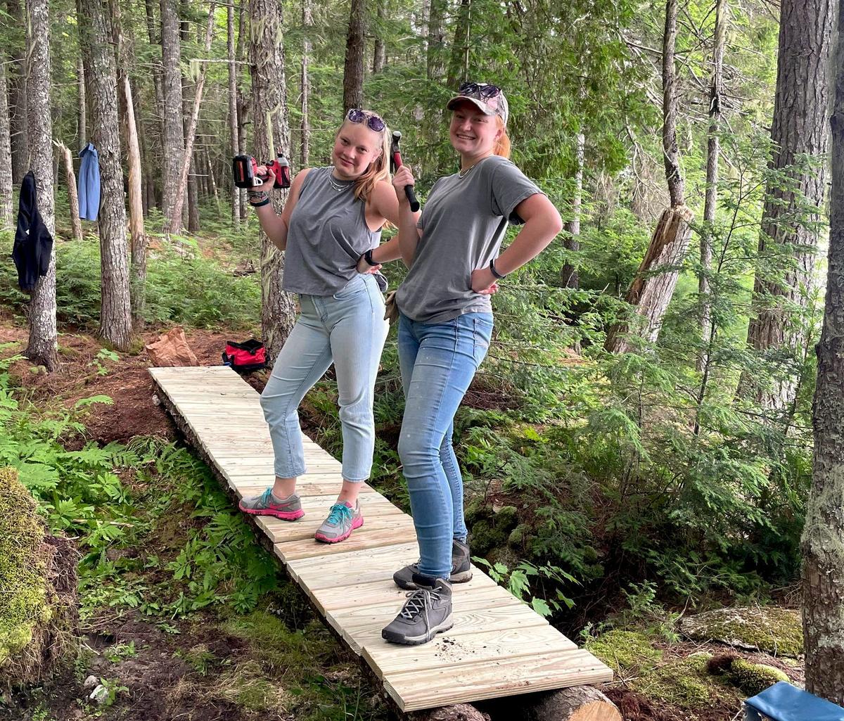 Volunteering for the Downeast Lakes Land Trust. Photo credit: Susan Bard.