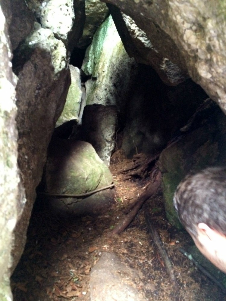 Crawl in and explore the cave! Table Rock trail (orange) (Credit: Elizabeth MacMaster)