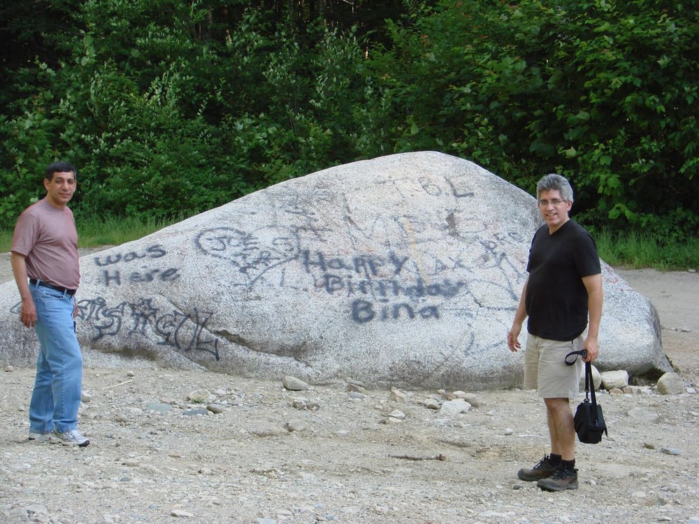 The large boulder in the parking area is difficult to miss (Credit: Susan Mathias)