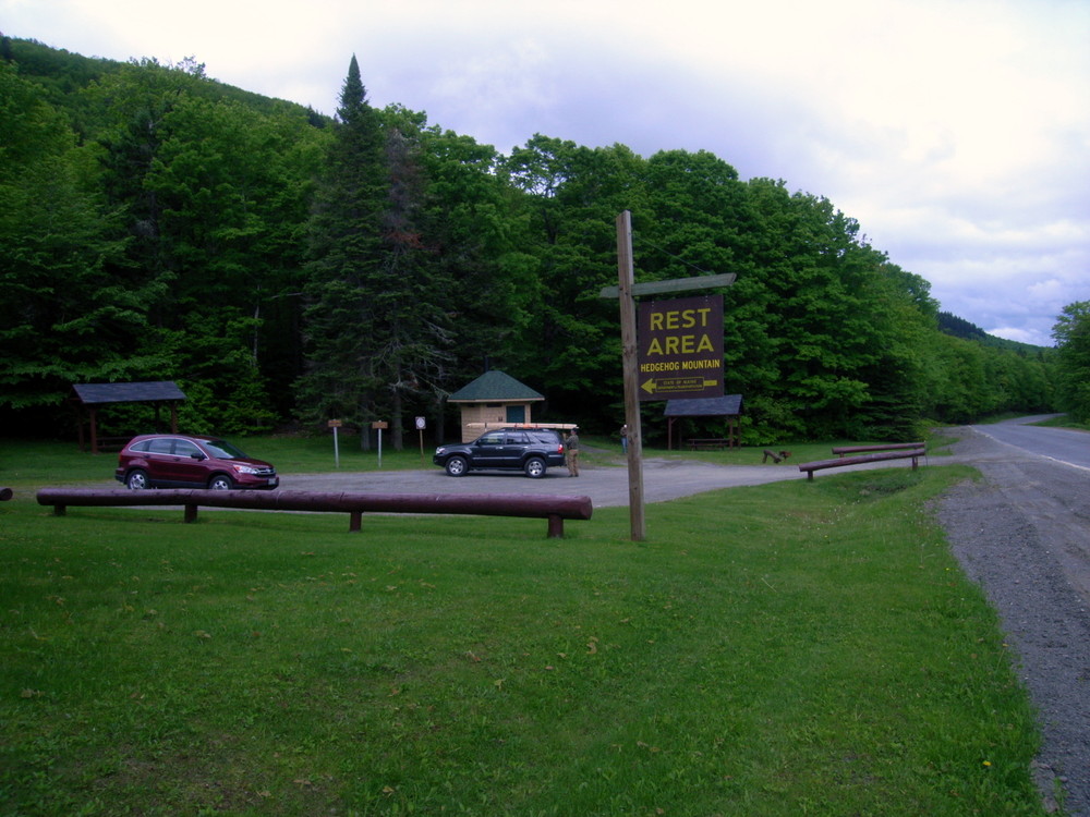 Rest area and parking at the beginning of the trail (Credit: Aroostook Outdoors)