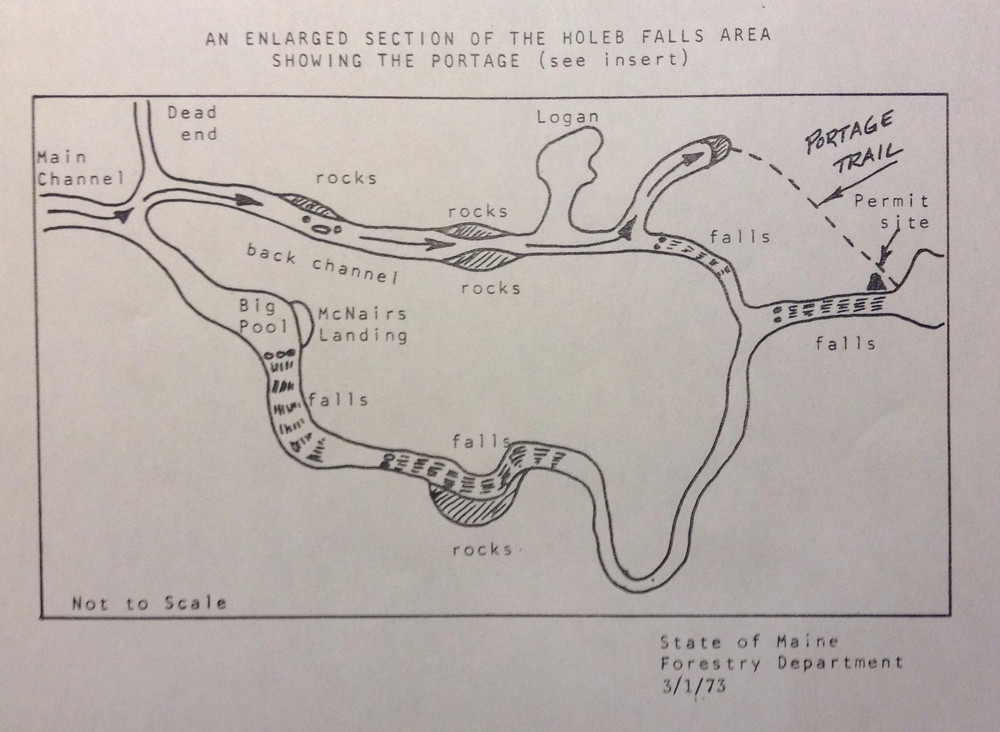 Diagram of Holeb Falls area (Credit: State of Maine Forestry Department, 1973)