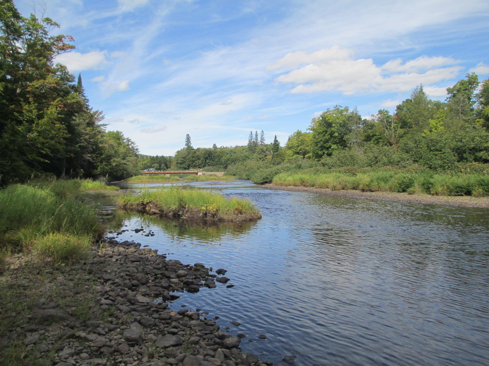 Looking upstream towards Seboeis River Bridge (Credit: Maine Trail Finder)