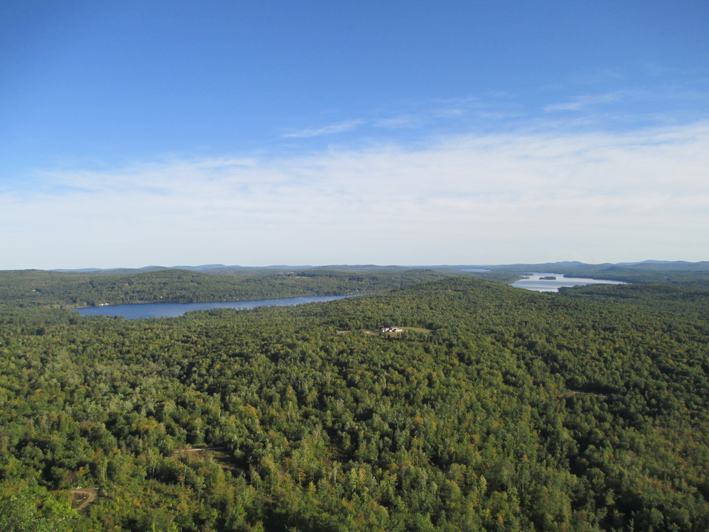 Crystal Lake and Long Lake from the summit of Hawk Mountain (Credit: Maine Trail Finder)