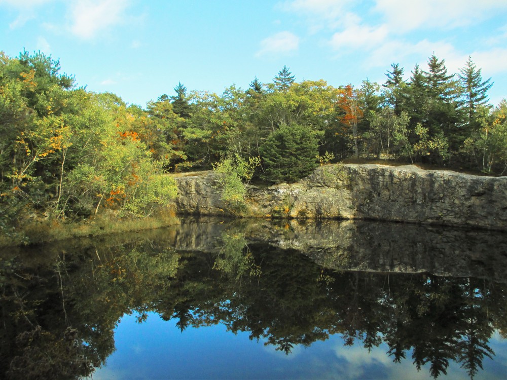 The abandoned quarry on Singepole Mountain is filled with water year round (Credit: Jeremy Read)