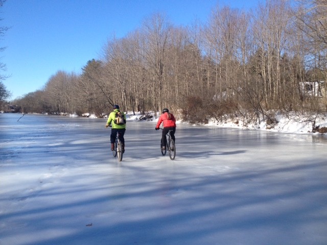Bikes on ice! (Credit: Royal River Conservation Trust)