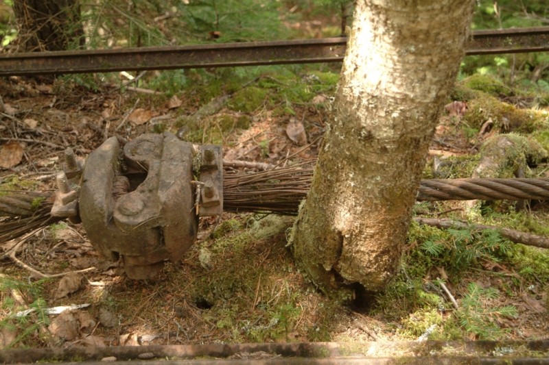 A historic splice in the tramway cable that was meant to reduce weight on the transport (Credit: Maine Bureau of Parks and Lands)