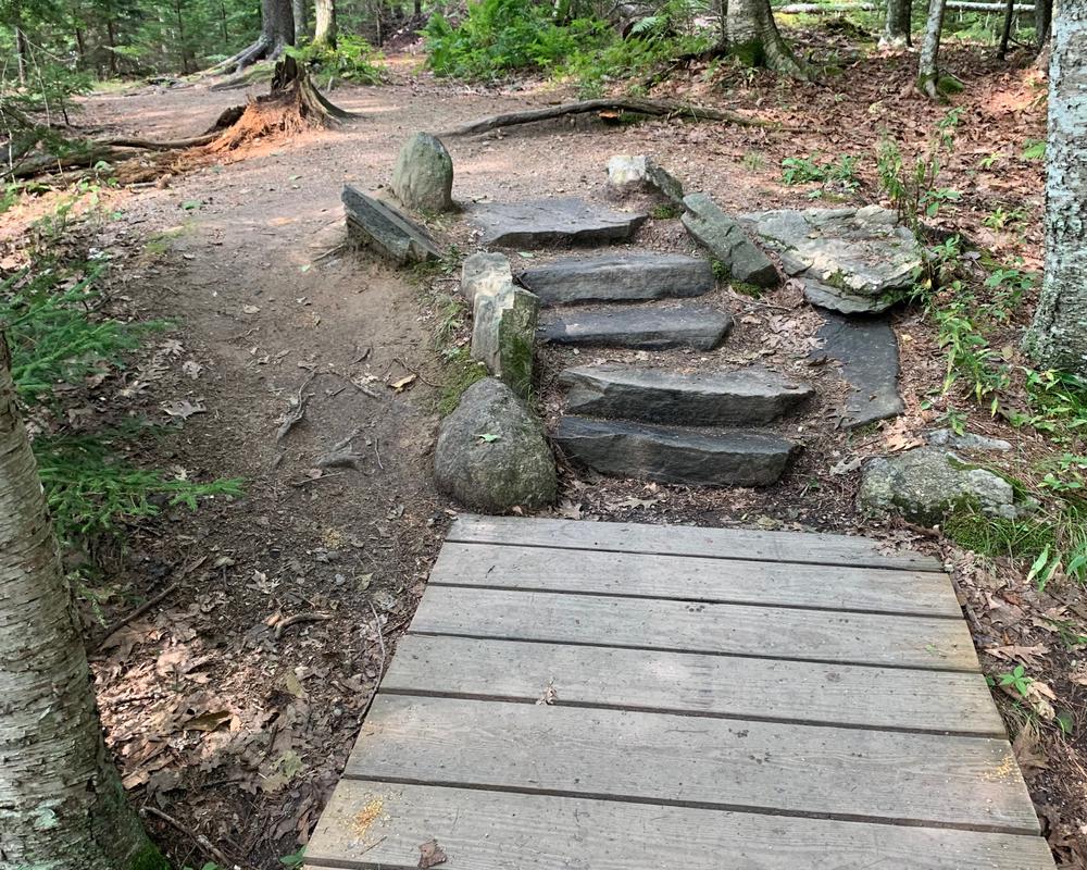 Stone staircase on the Casco Bay trail