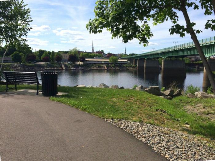 View of the Joshua Chamberlain Bridge from the trail (Credit: Maine Trail Finder)