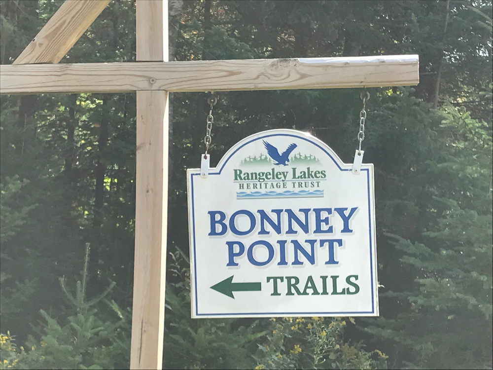 Bonney Point Trailhead Sign (Credit: Rangeley Lakes Heritage Trust)