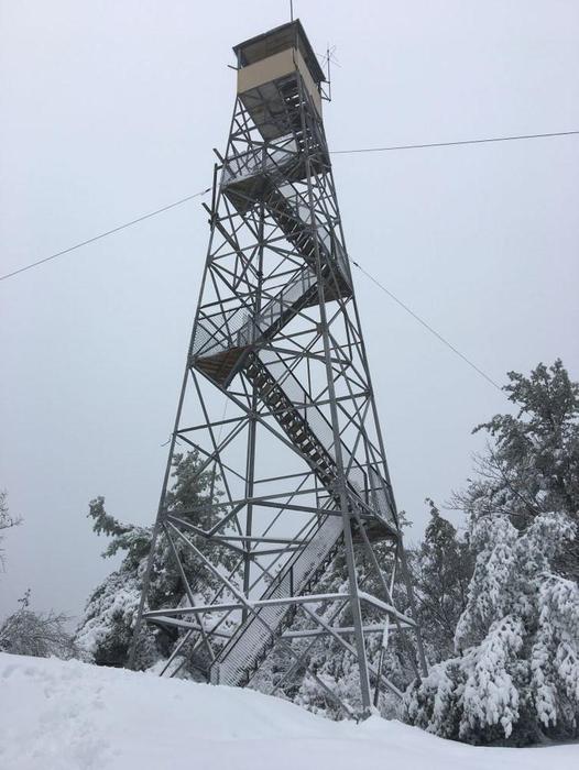 Fire tower during a 10" snowstorm (Credit: Robert Ratford)