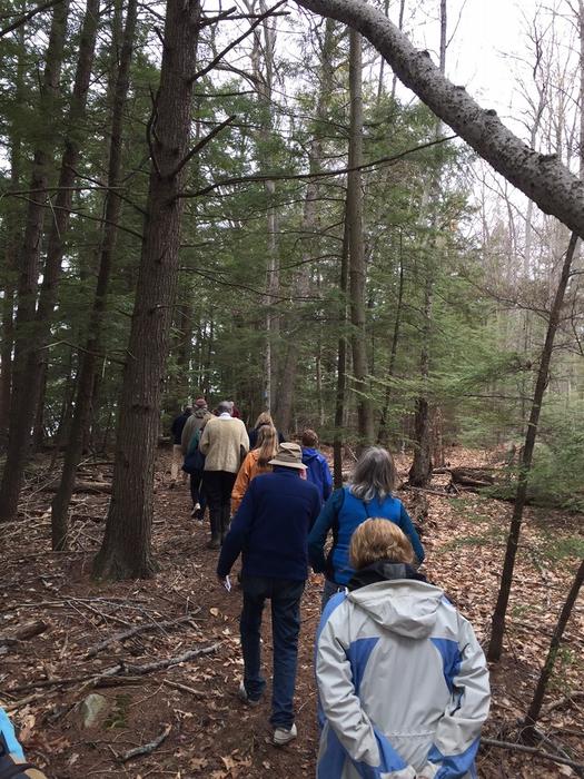 Hikers enjoy a trail on Perry Island (Credit: Kennebec Land Trust)