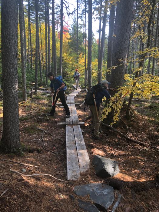 Volunteers working on the trail near Rum Pond (Credit: Bureau of Parks and Lands)