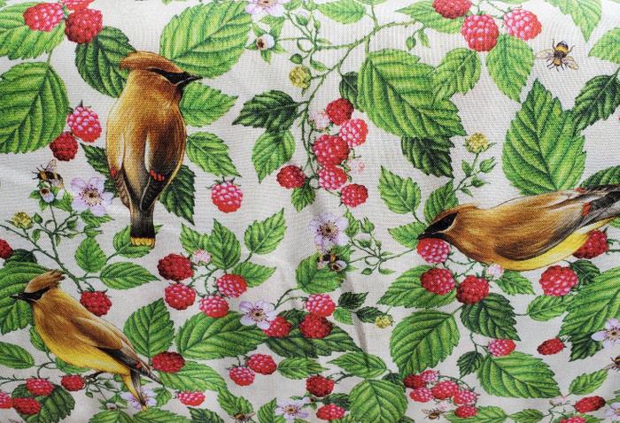 Maine Birds and Berries Cedar Waxwing and Wild Raspberry  SALE
