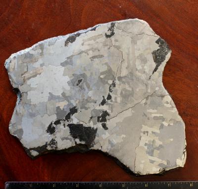 Large Meteorite Slice with Fusion Crust Edge