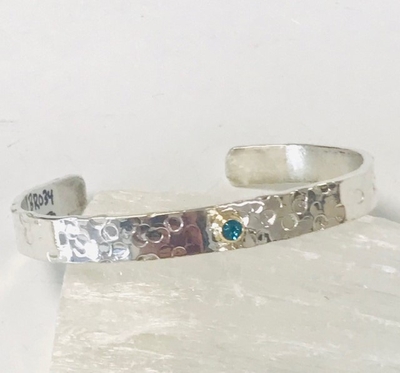 Sterling Silver Cuff with Maine Tourmaline