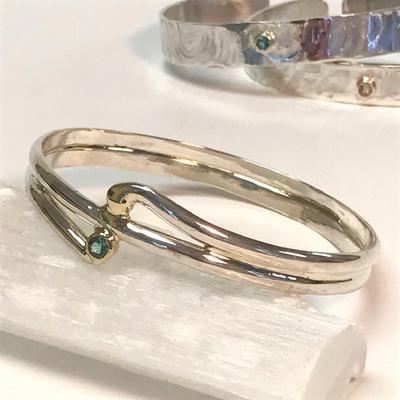 SOLD-Sterling Silver Bangle with Maine Tourmaline