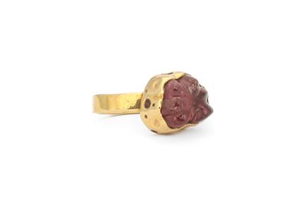 Hand Carved Maine Pink Tourmaline Ring