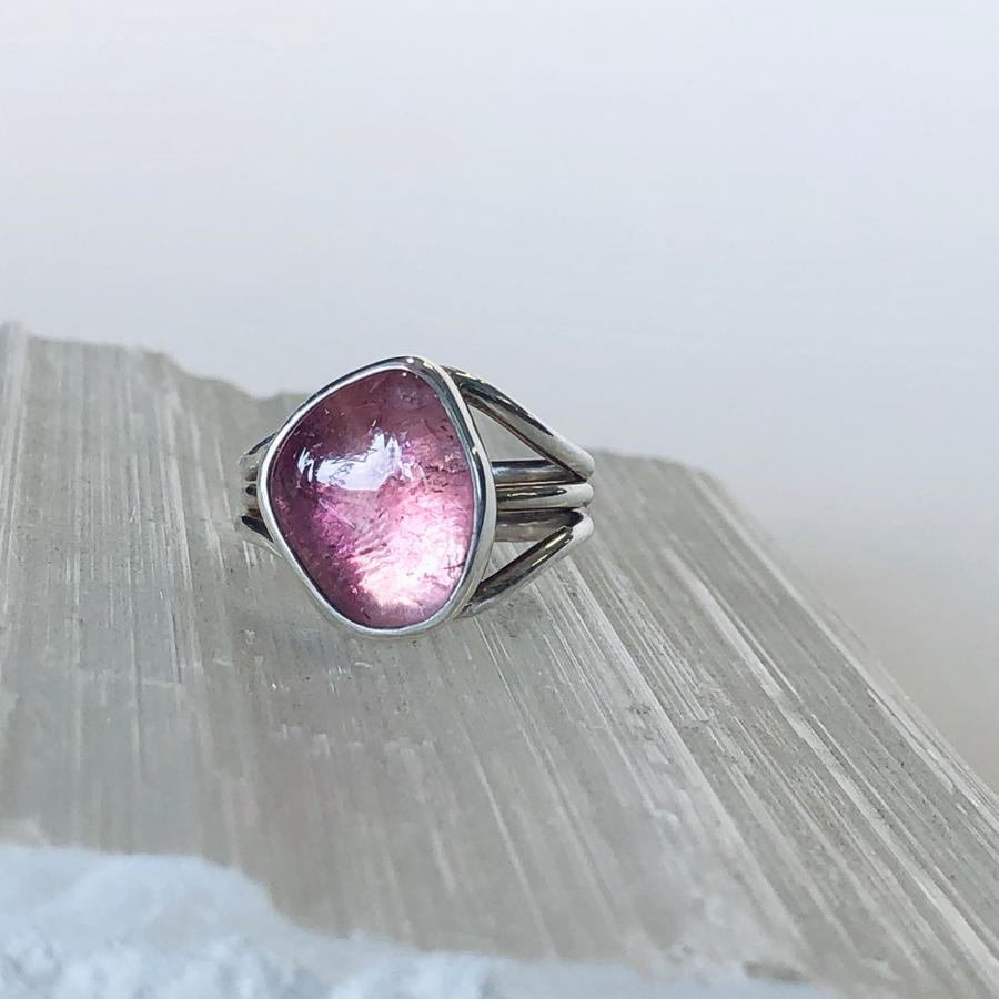 Pink Tourmaline Ring in Silver - Mainestone Jewelry - Farmington, Maine