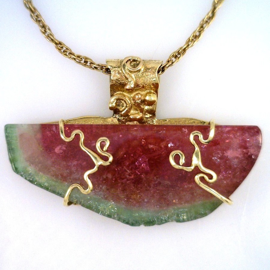 Watermelon Tourmaline Beads Necklace – KRISHA