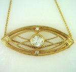 Fine Diamond Architectural Style Artisan Made Gold Pendant